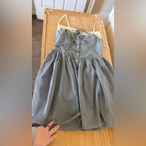 Lulu's Black and White Gingham Mini Dress